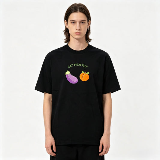 Eat Healthy Embroidered Tee