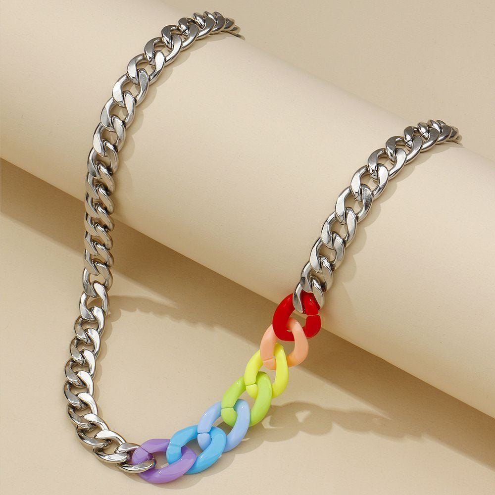 Rainbow Pop Chunky Chain Necklace