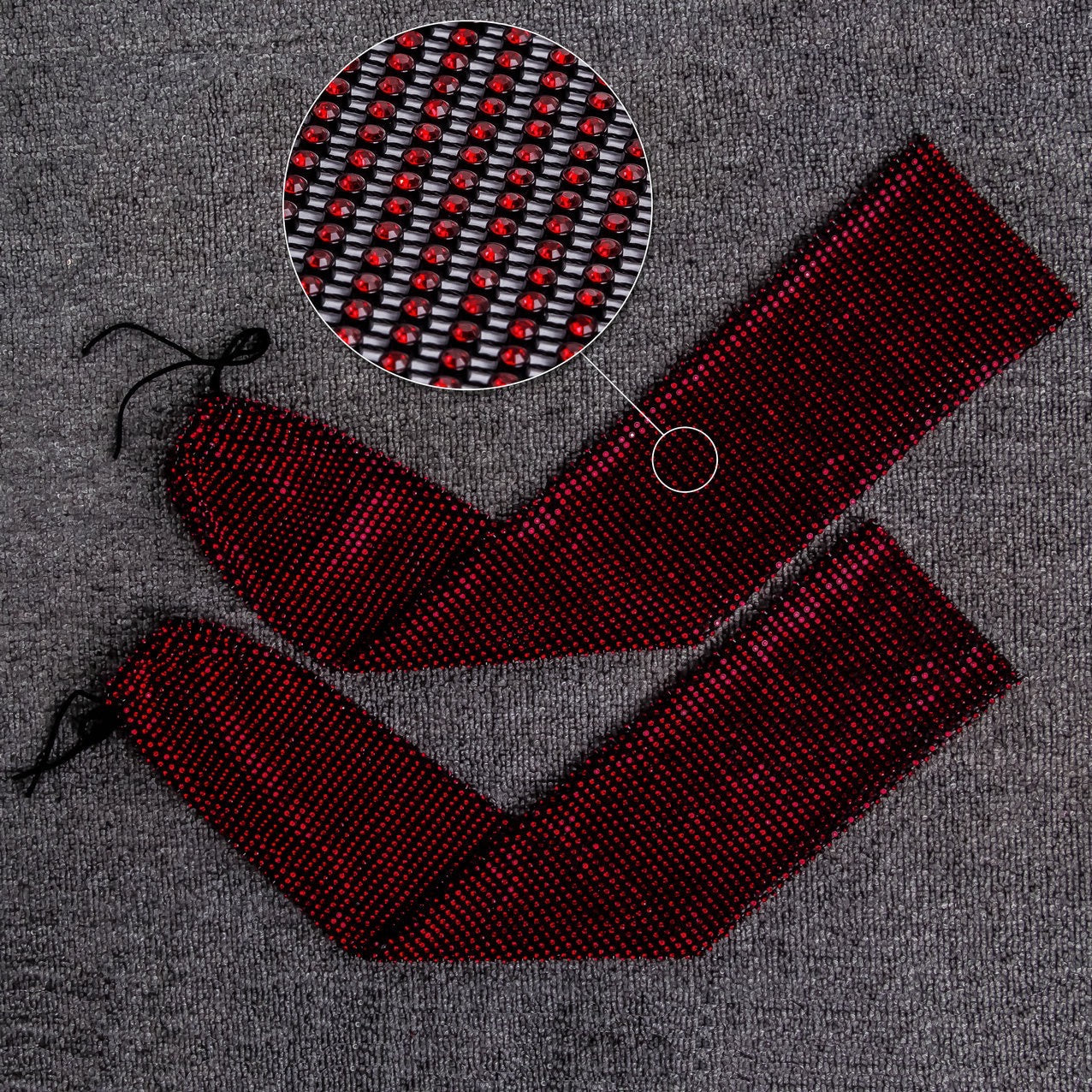 Premium Rhinestone Black Mesh Arm Sleeves