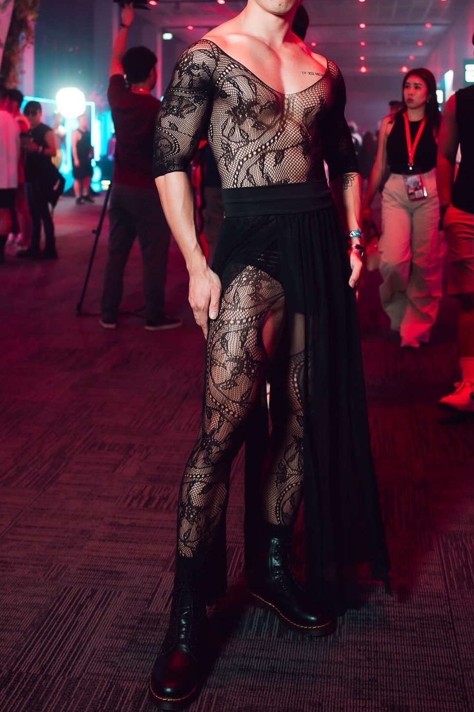 Black Stretchy Mesh Bodysuit/Fishnet Body Stocking for Men/Women