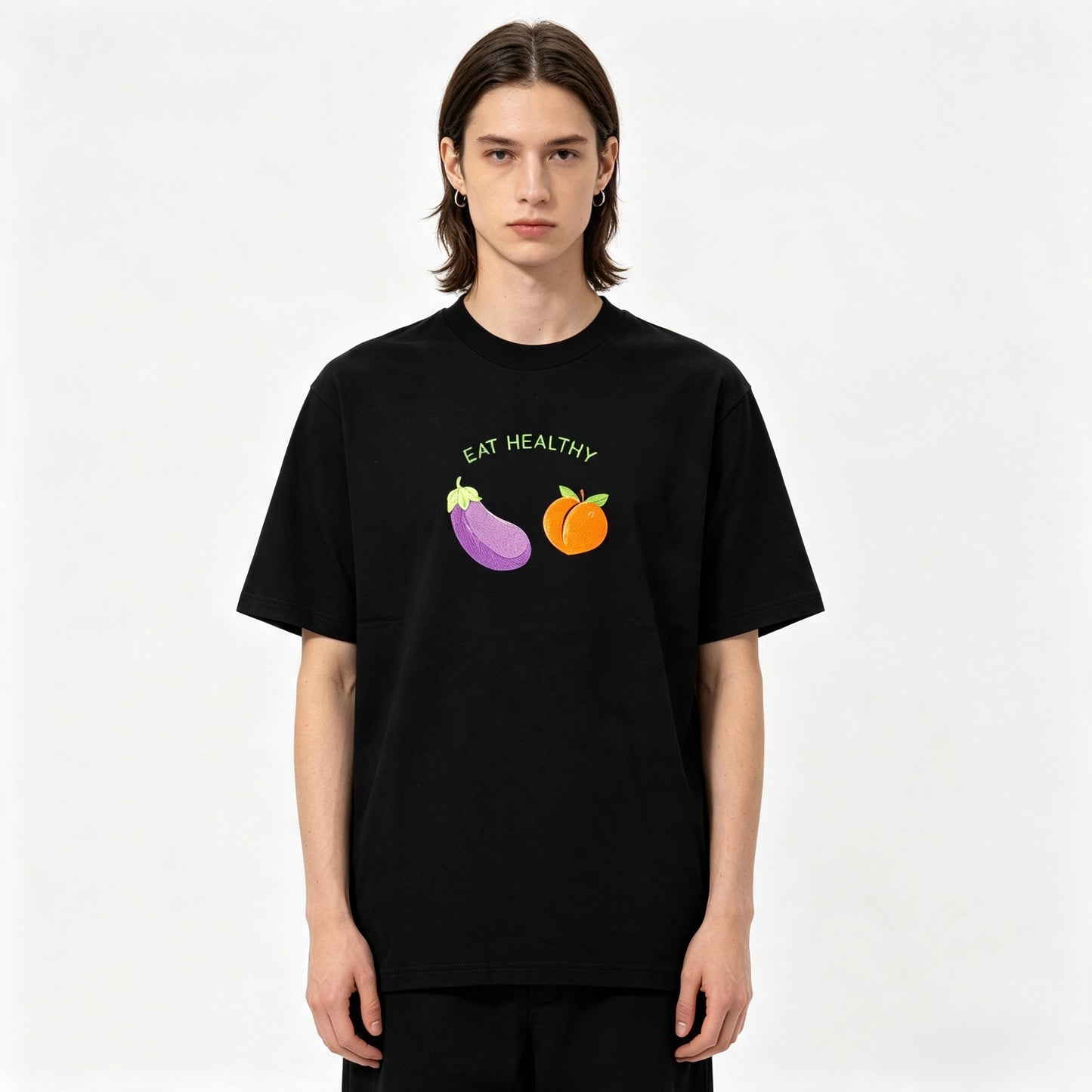 Eat Healthy Embroidered Tee