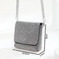 Faux Leather Rhinestone Crossbody Micro Bag with Chain Strap