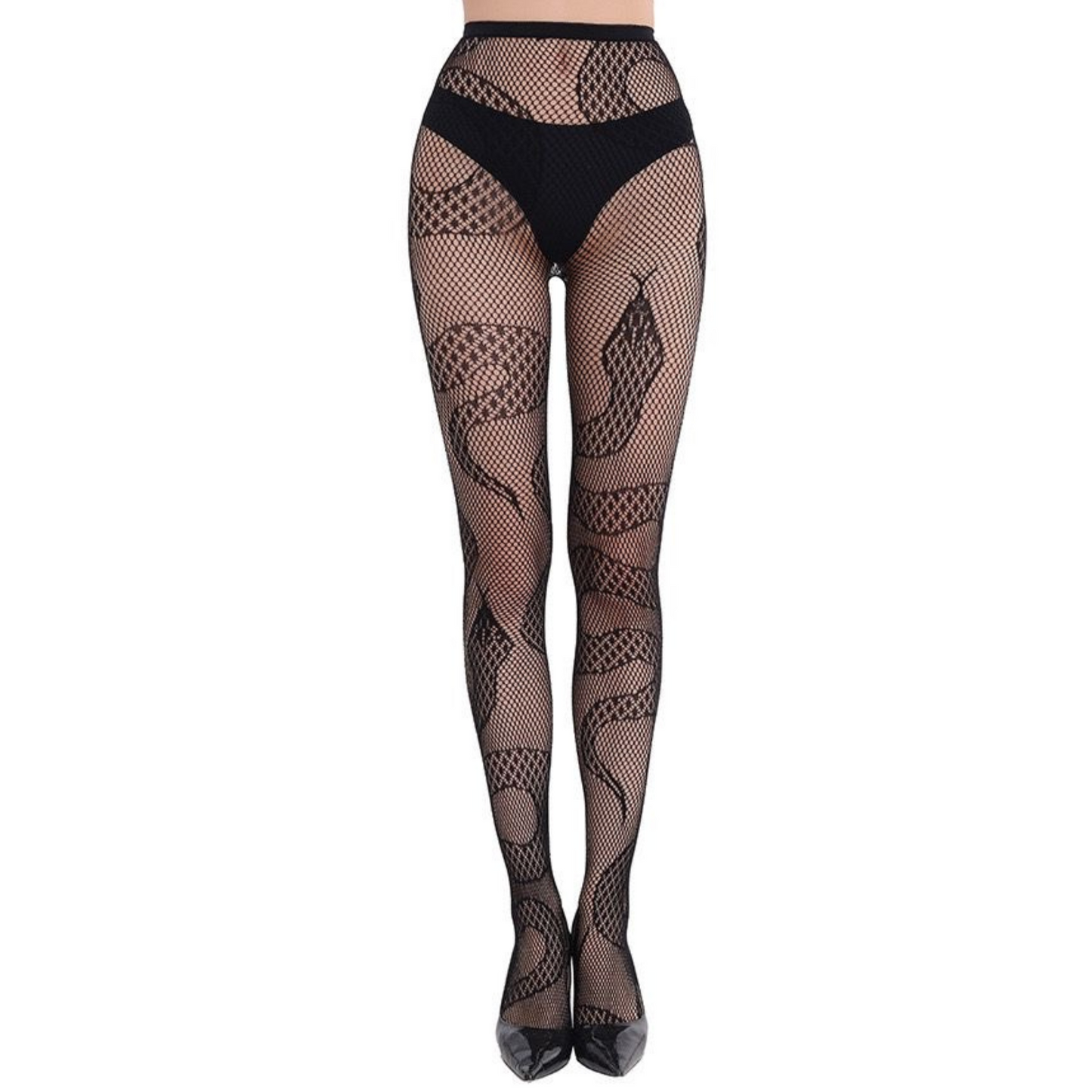 SNAKE Print Mesh Stocking