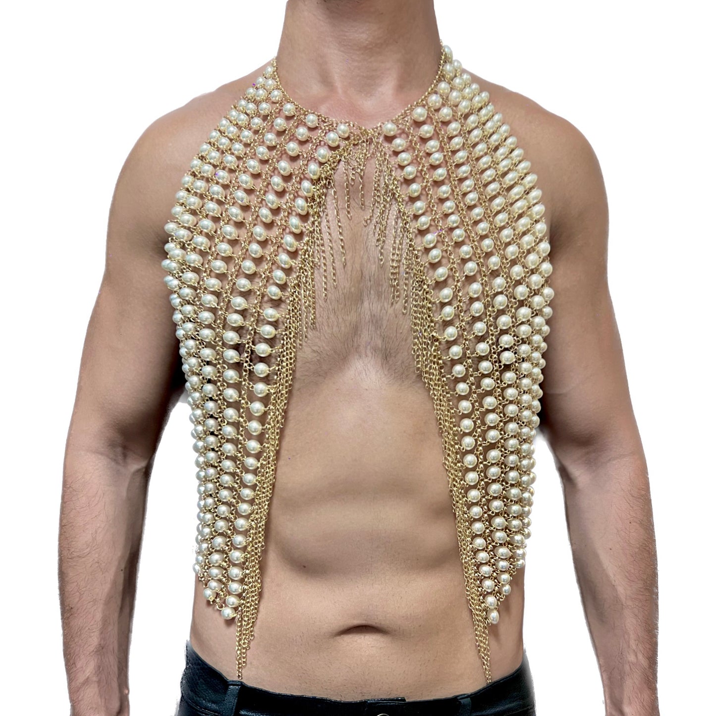 White Pearl Body Chain Harness