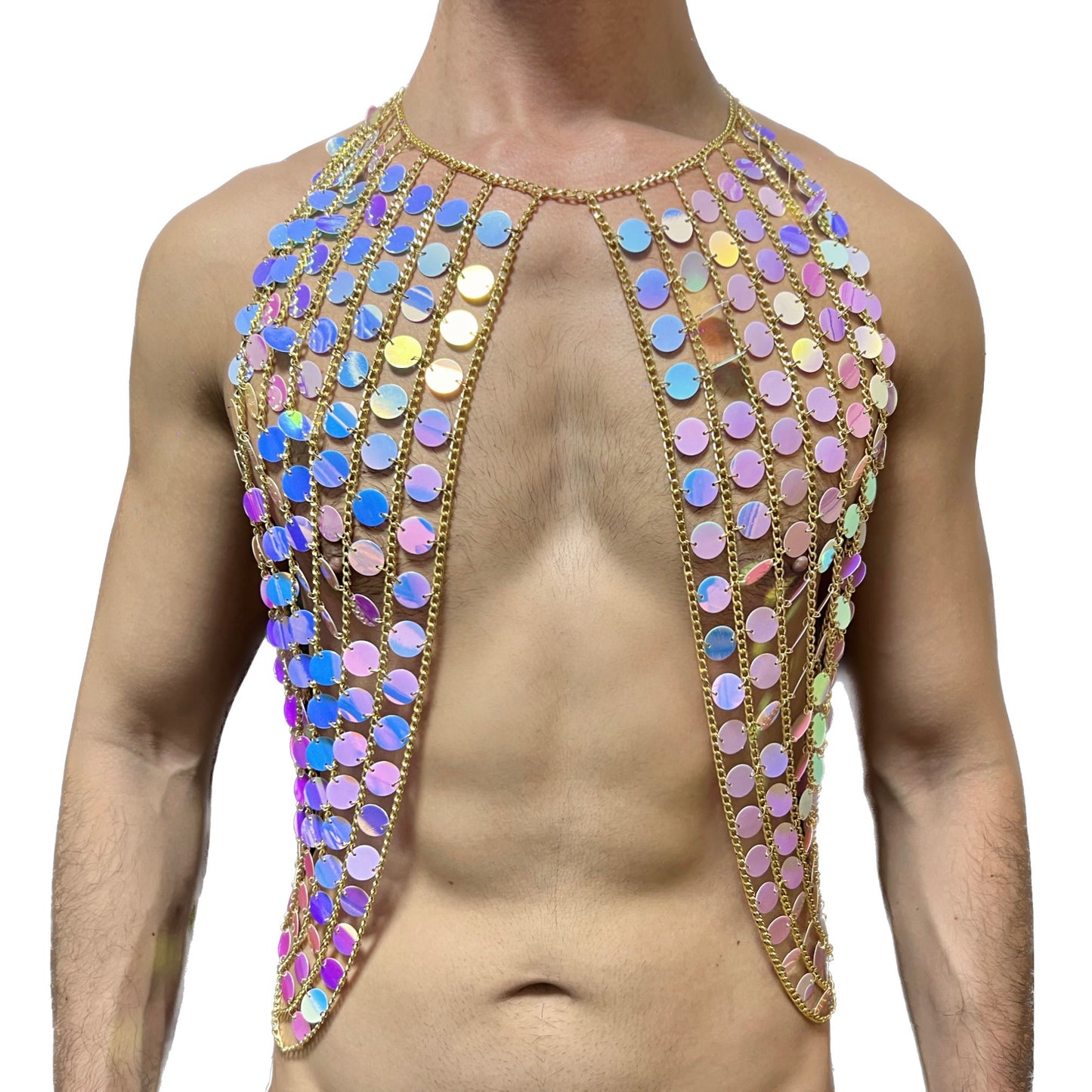 Rainbow Sequin Body Chain Harness