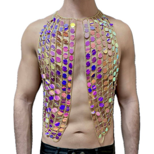 Purple Sequin Body Chain Harness