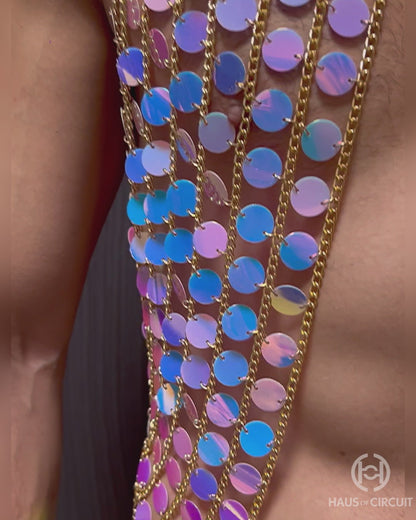 Rainbow Sequin Body Chain Harness