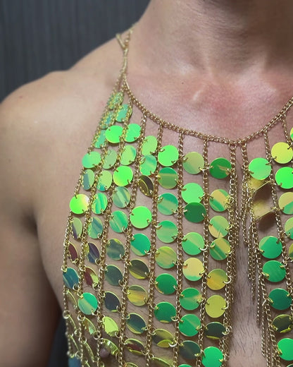 Green Sequin Body Chain Harness