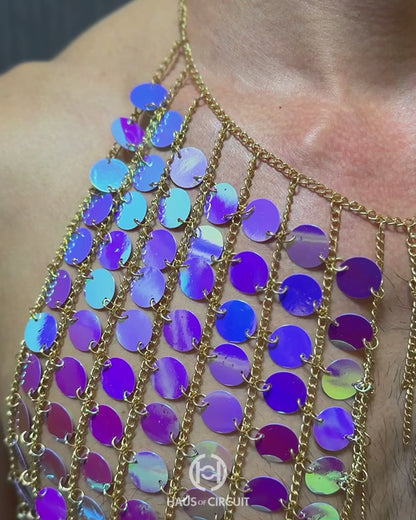 Purple Sequin Body Chain Harness