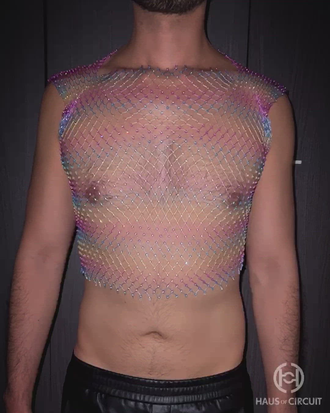 rainbow mesh crop top