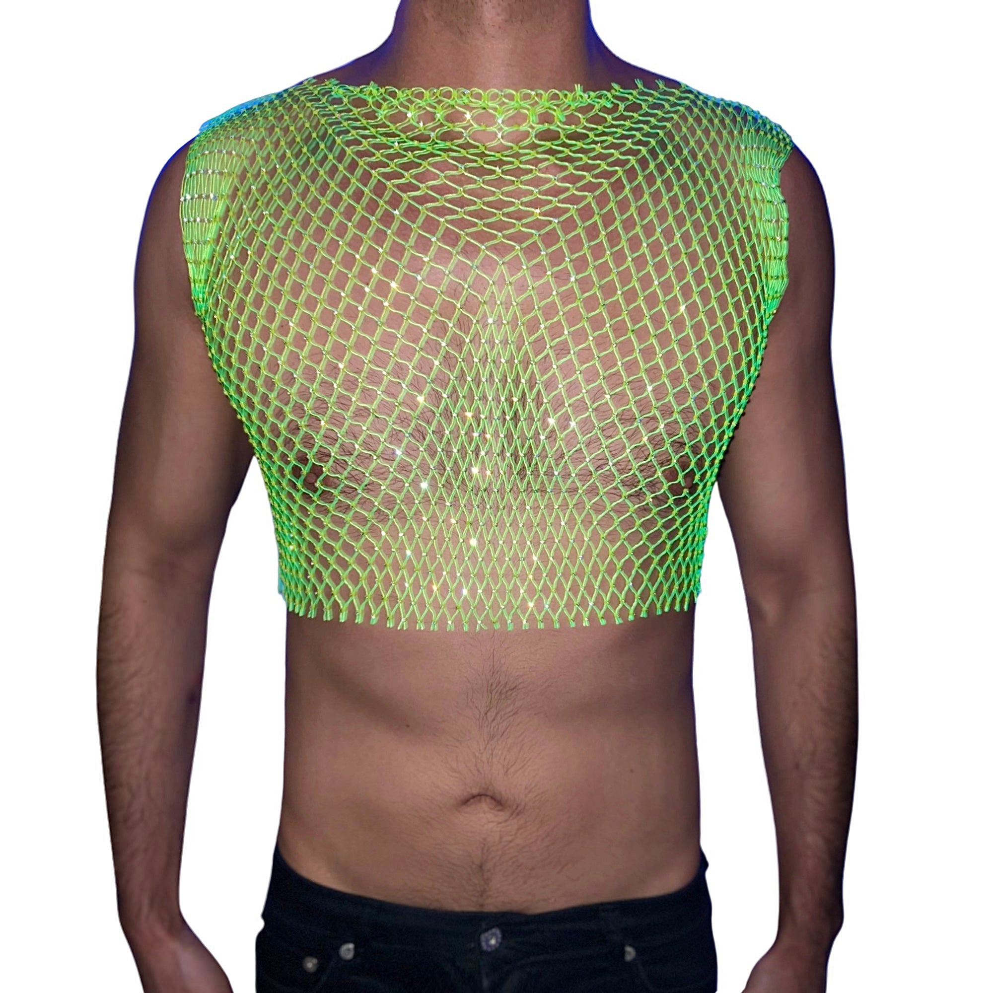 Lime green mesh crop top online