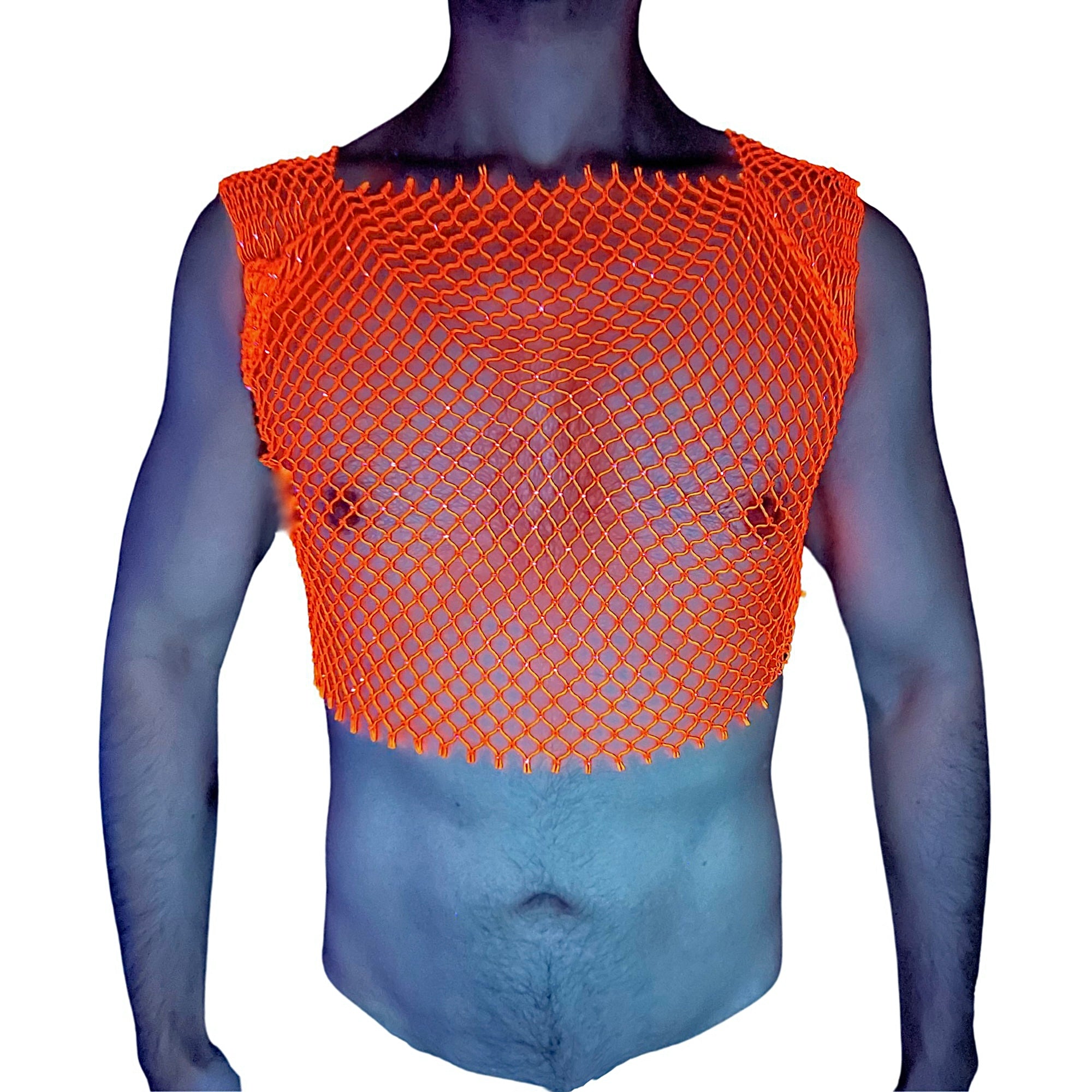 neon orange mesh crop top