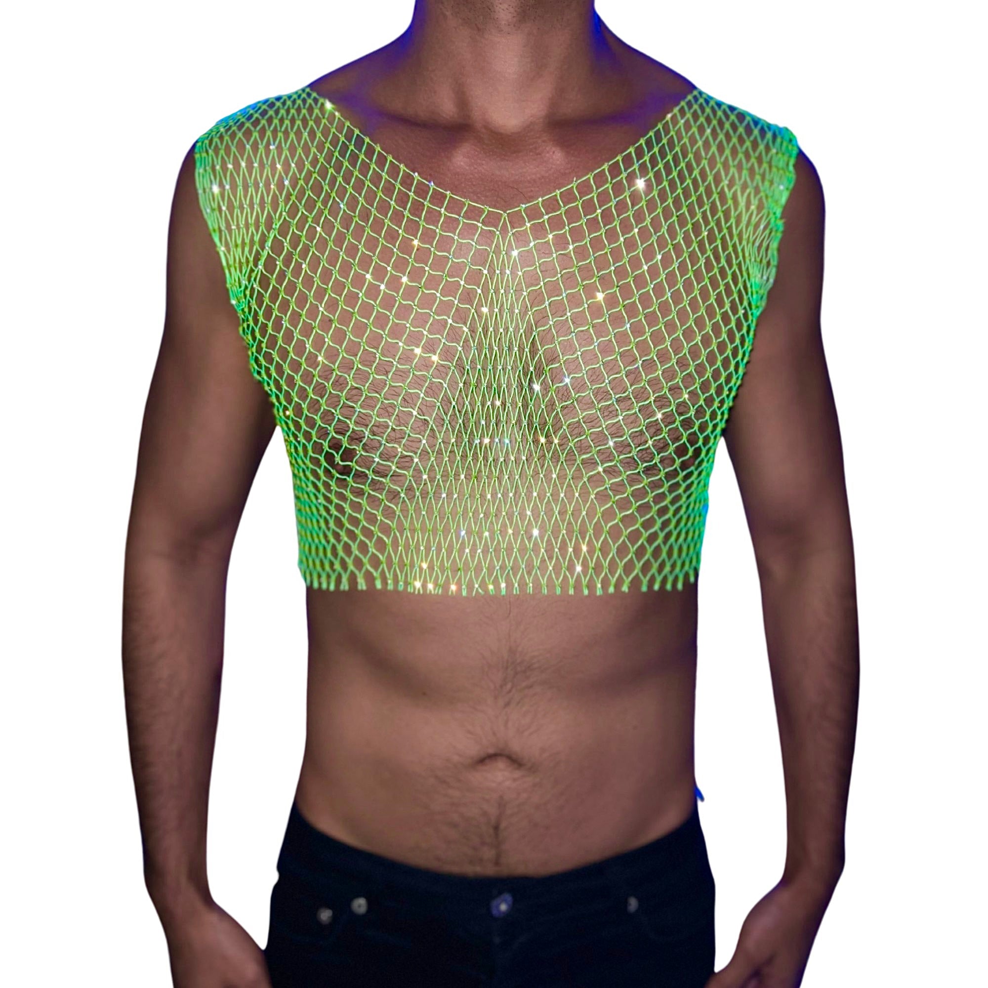 lime green fishnet top
