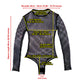 Black Premium Rhinestone Mesh Bikini Bodysuit [Crew Neck]