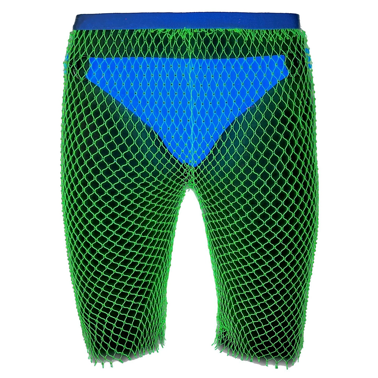 Neon Green Rhinestone Mesh Shorts