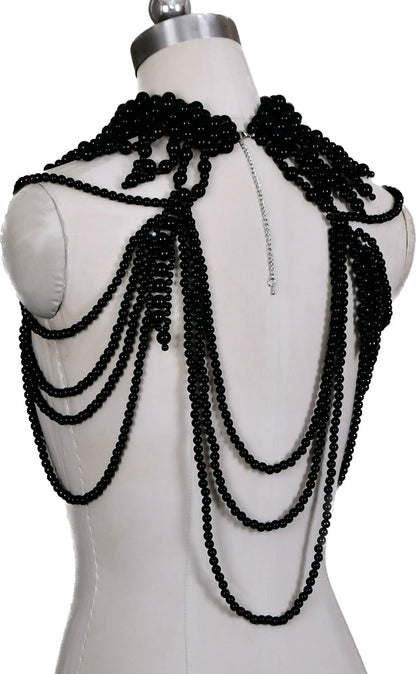 Black Pearl Choker Shoulder Necklace