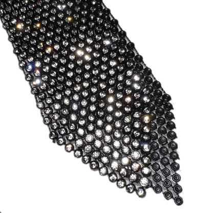 Premium Rhinestone Black Mesh Neck Tie