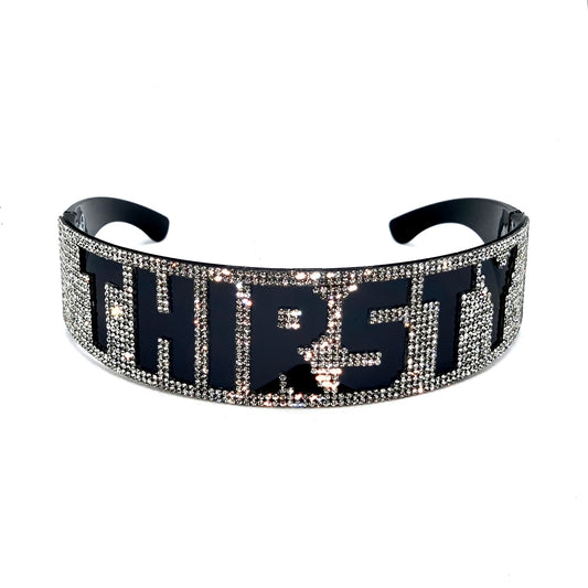 THIRSTY Rhinestone Statement Glasses [Xtra]